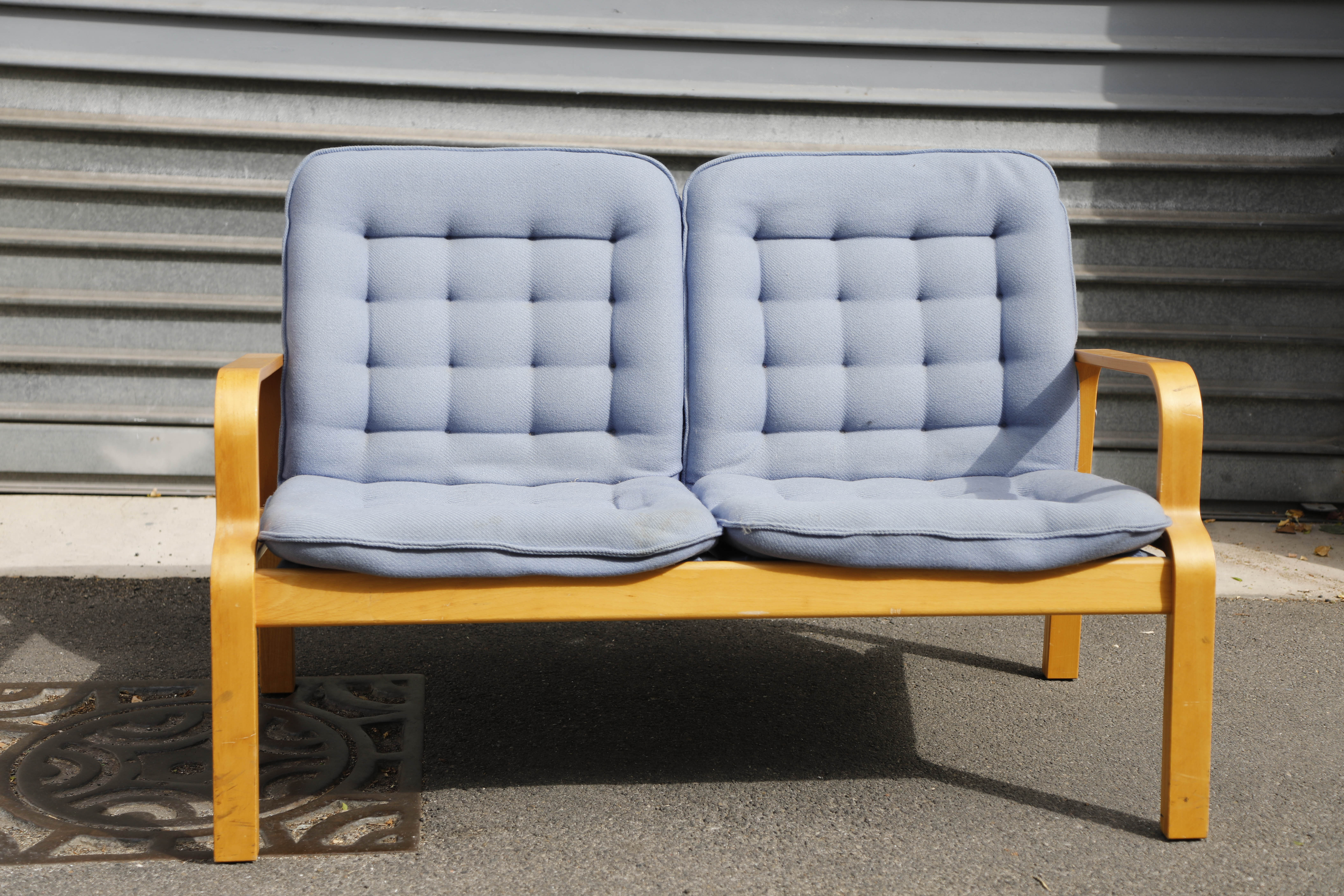 Sofa 2 places wool blue