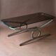 Table basse verre fumé et chrome 1970