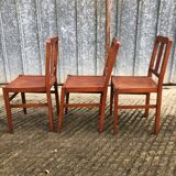 6 René Gabriel chairs from the reconstruction period in beech and plywood.