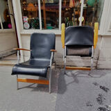 Pair of folding armchairs Casteljoyeux, 1960