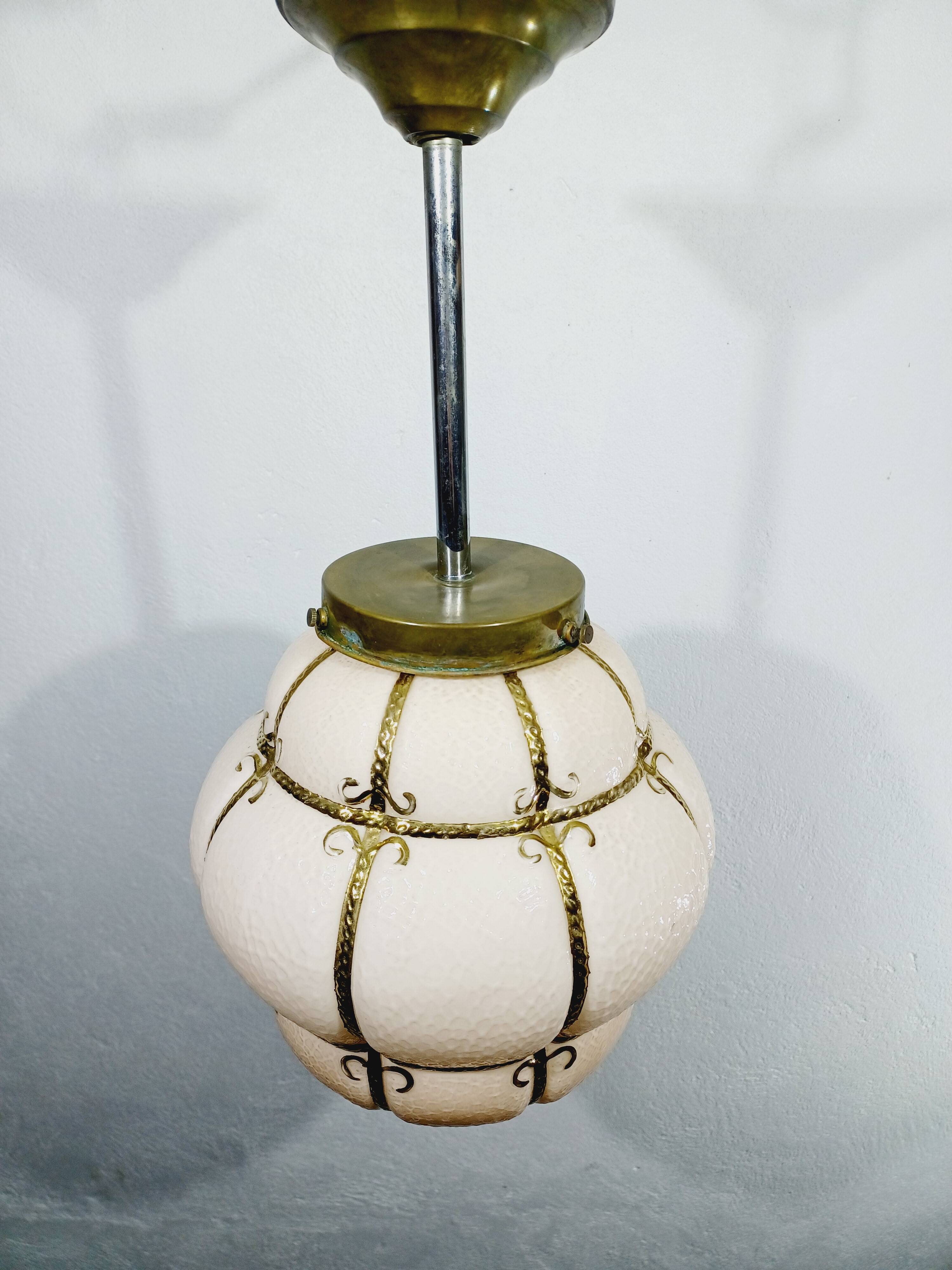 Pink Blown Glass Pendant Light