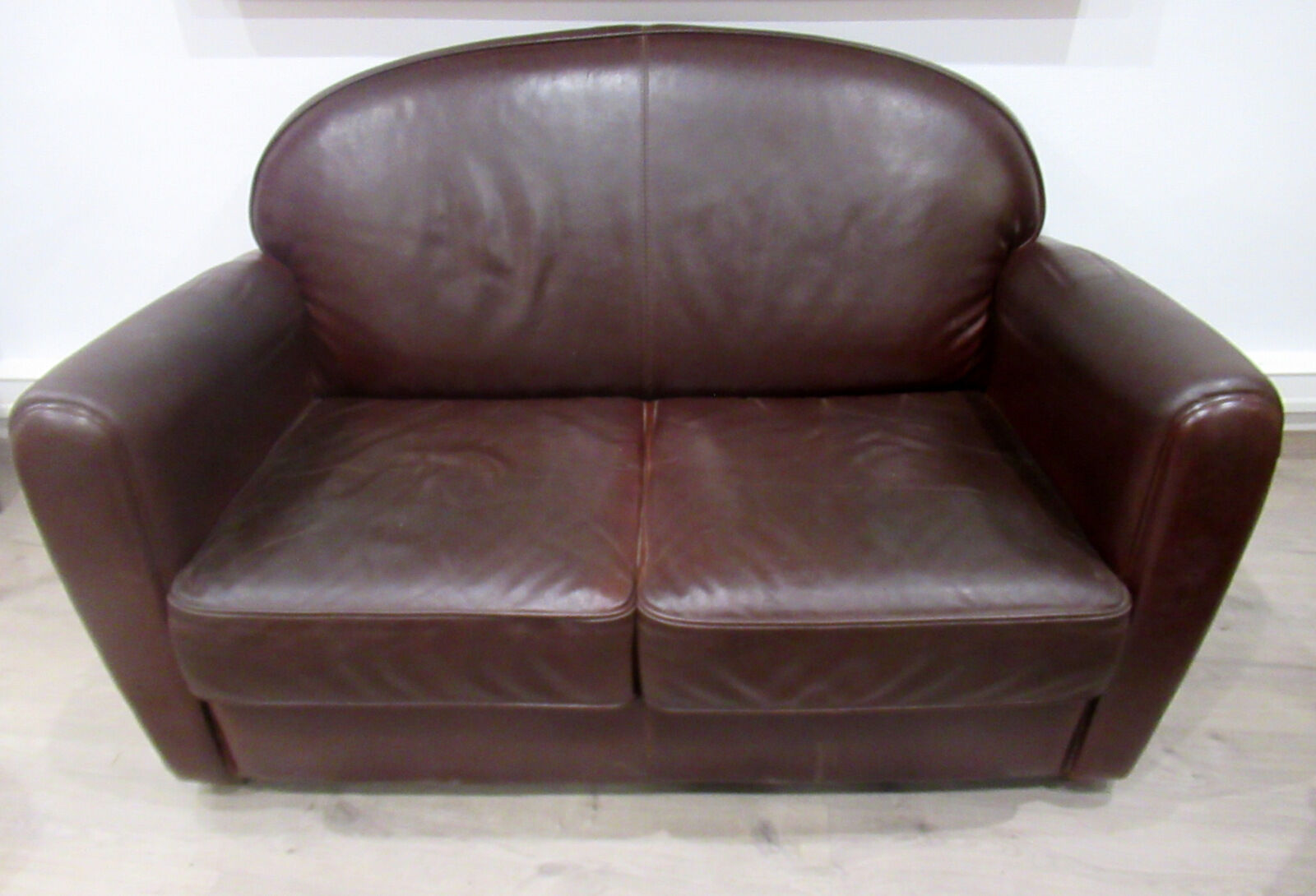 Small leather sofa, 2 seats, vintage.