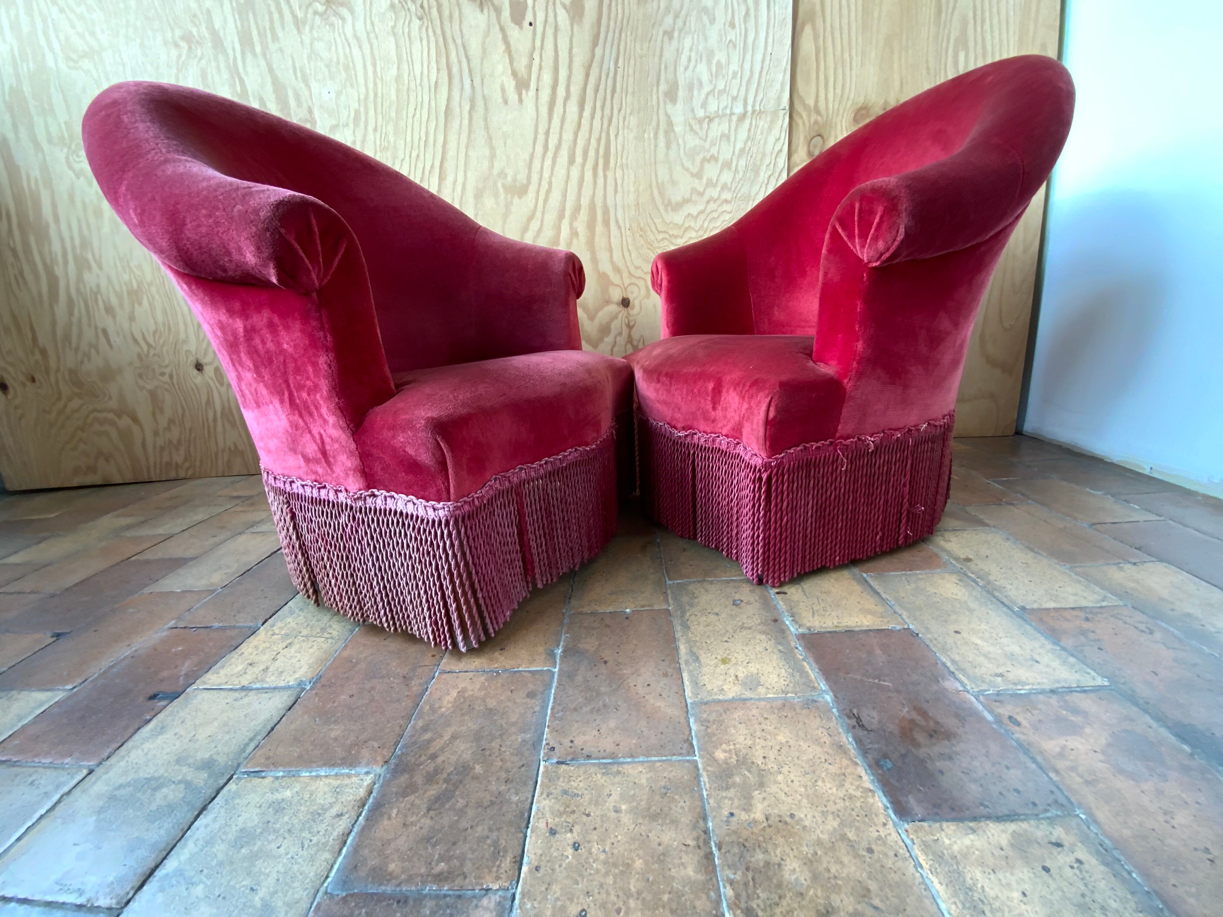 Pair of toad armchairs