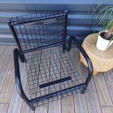 Duo of black armchairs "grilling" metal