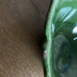1960s Biot glazed earthenware salad bowl with XL green scalloped edges