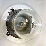 Dark grey explosion proof lamp with black enameled shade, 1970s