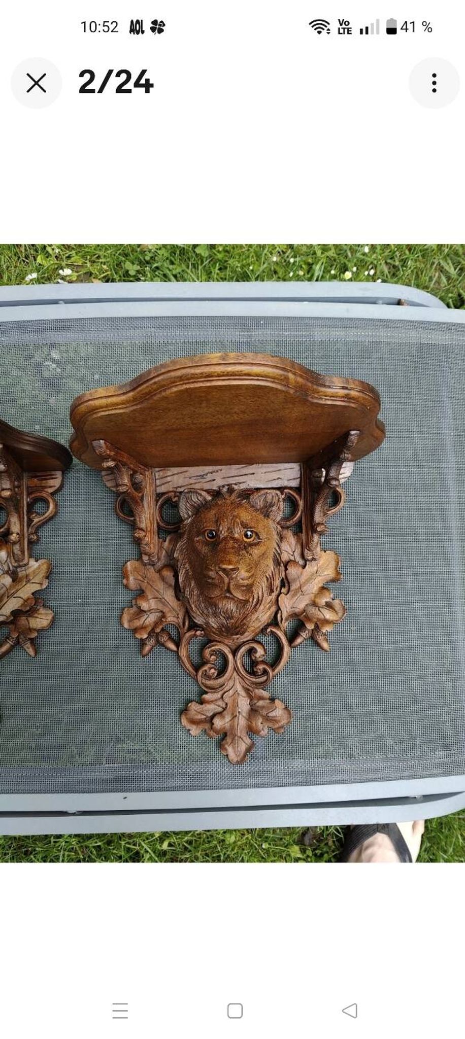 2 magnificent consoles/shelves in carved wood "FROM THE BLACK FOREST"