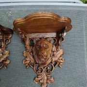 2 magnificent consoles/shelves in carved wood "FROM THE BLACK FOREST"