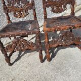 Pair of large chairs to restore in carved wood of the xix th century ref je
