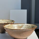 Duo of ceramic bowls interior glazed exterior matt raw earth