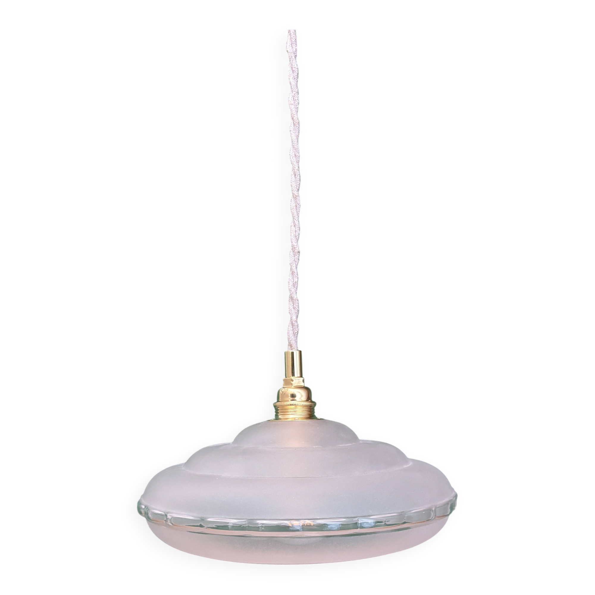 Vintage frosted glass lampshade pendant light