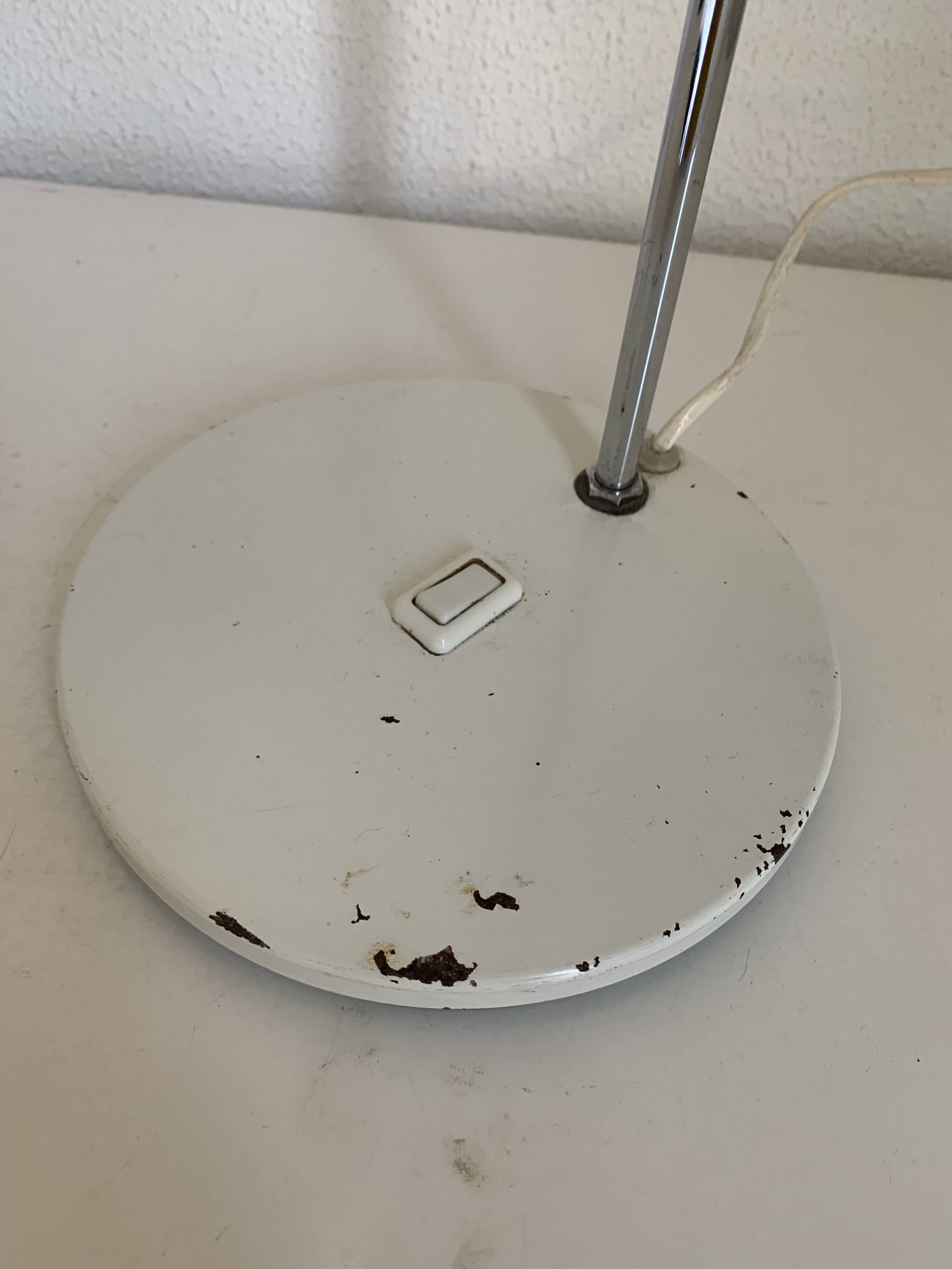 Large vintage 1960 white eyeball mid-century desk lamp - 44 cm