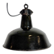Industrial Black Enamel Factory Lamp with Cast Iron Top, 1950s