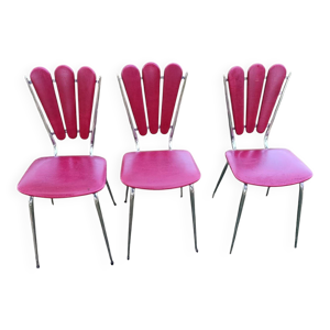 lot de 3 chaises rouge