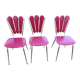 Set of 3 red flower petal chairs - vintage in faux leather - 1960s/70s