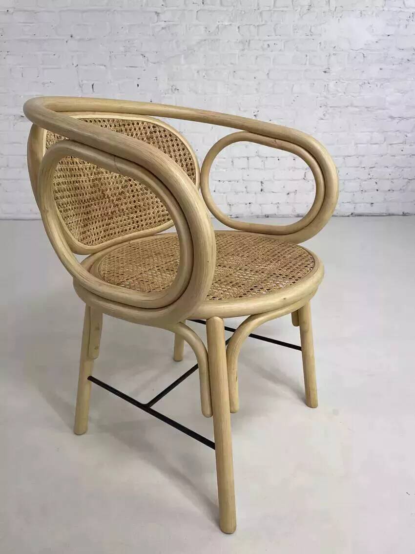 Rattan and cane armchair