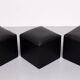 set of 3 Black Faux Leather cube Ottomans 1960s Holland