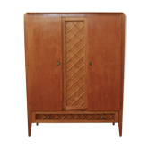 Cabinet vintage wood and rattan braces