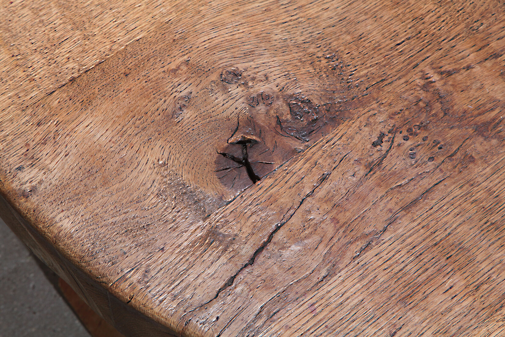 Brutalist Massive Robust Oak Round Coffee Table, 60s