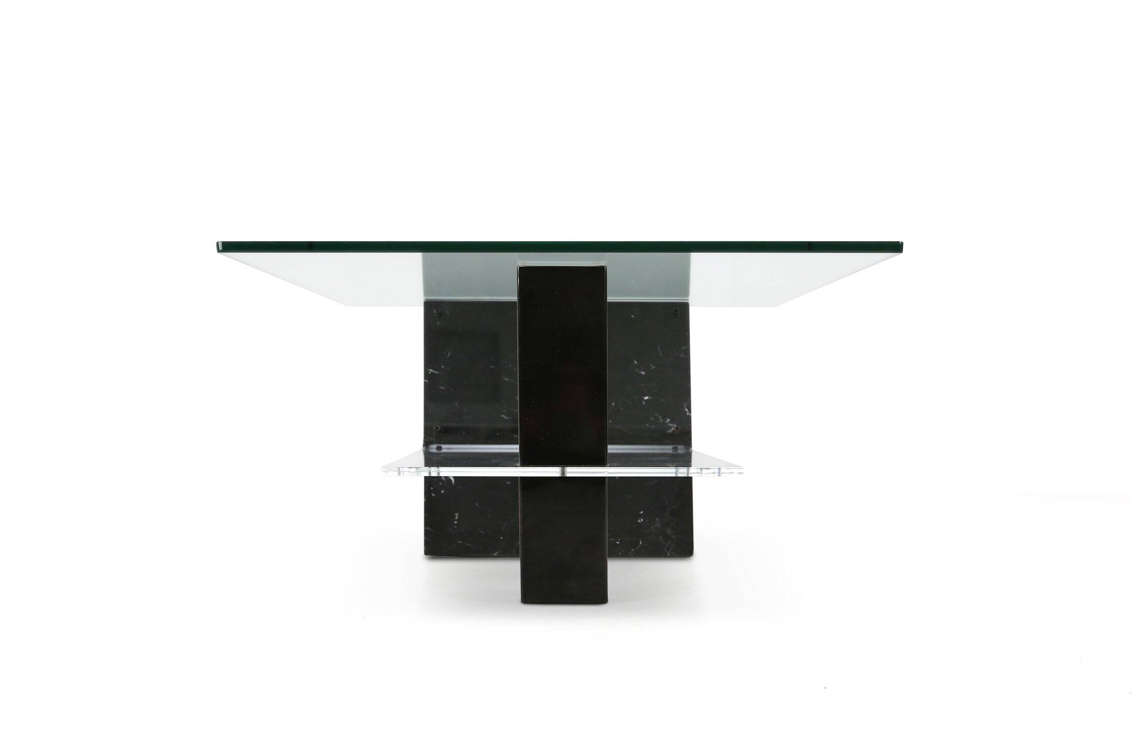 Mid-Century Italian Marble and Glass Coffee Table, 1970s