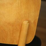 5 baumann chairs with large backs in black faux leather.