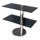 Table console en métal chromé postmoderne avec deux étagères en verre fumé, Italie