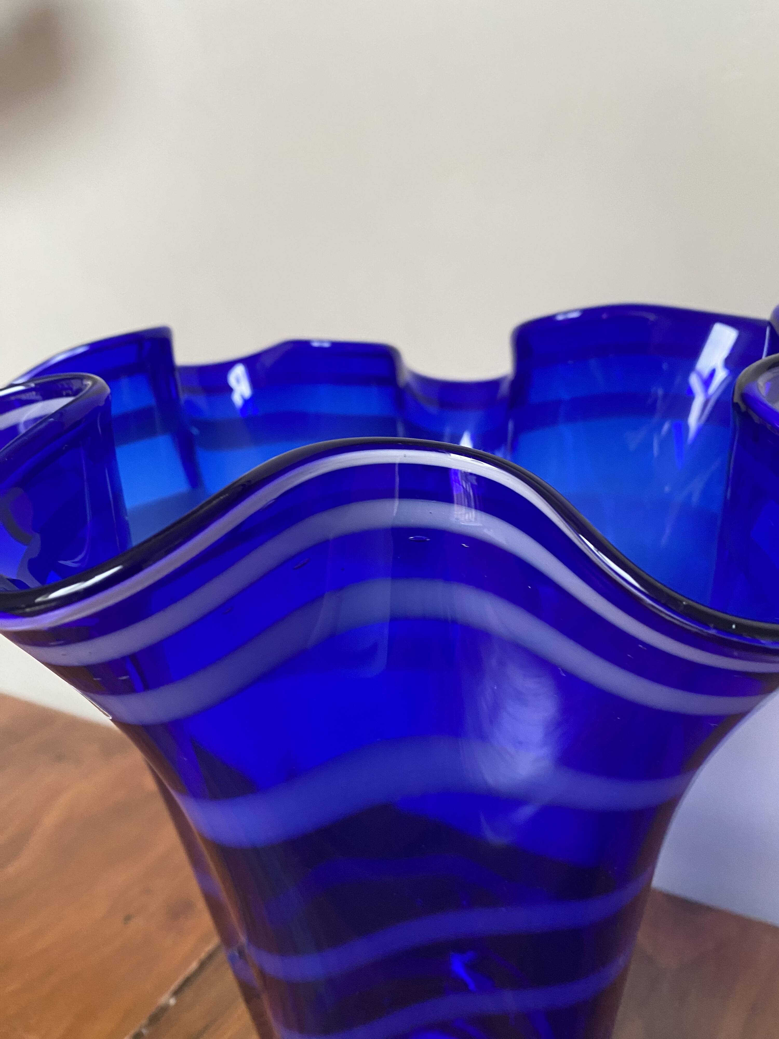 cobalt blue handkerchief vase