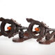 Pair of brutalist wood candle holders