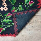 Vintage wool rug with floral design in sweet colors