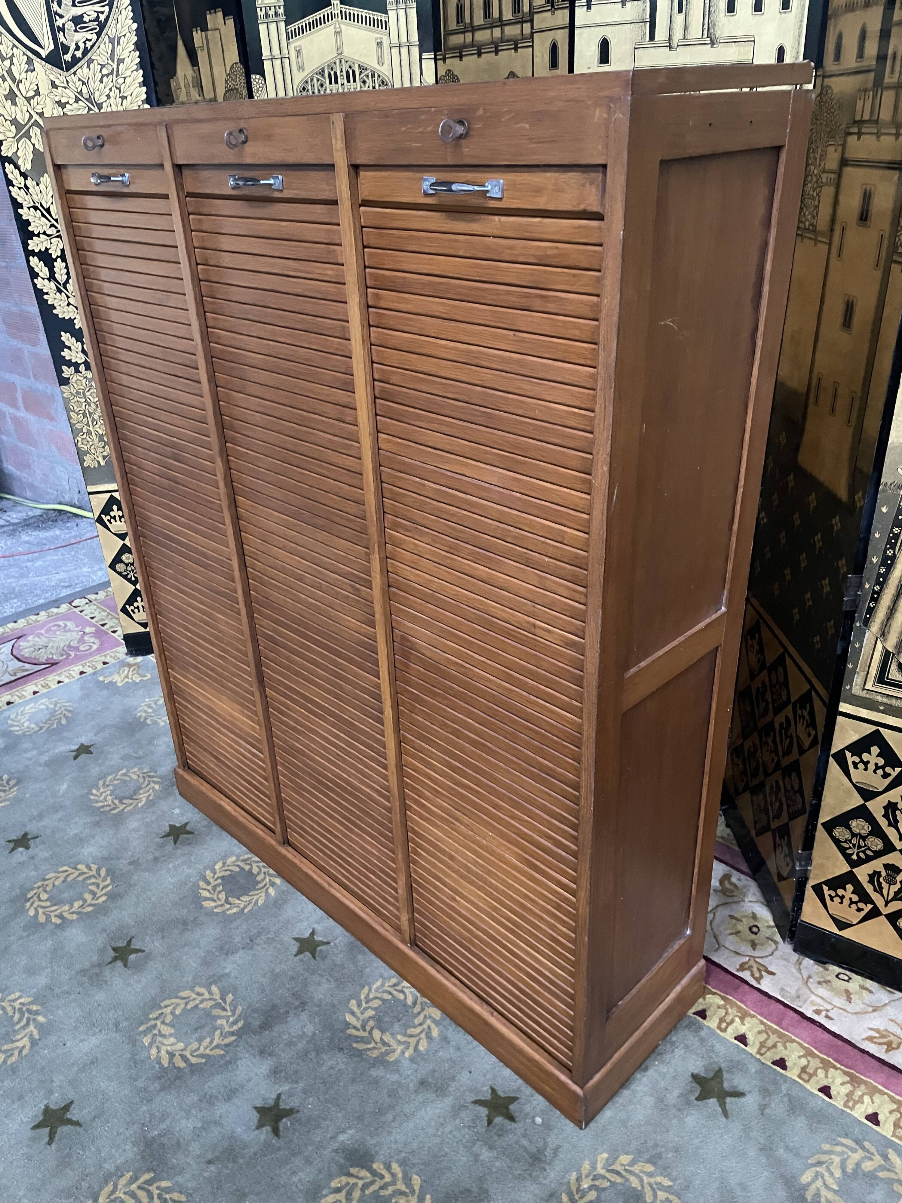Triple notary filing cabinet in oak 1960