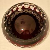 Cut Overlay crystal ashtray Bohemian crystal factory with three notches cigarettes - perfect condition