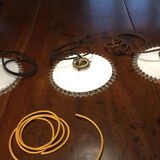 Old white opaline and brass hanging No.4