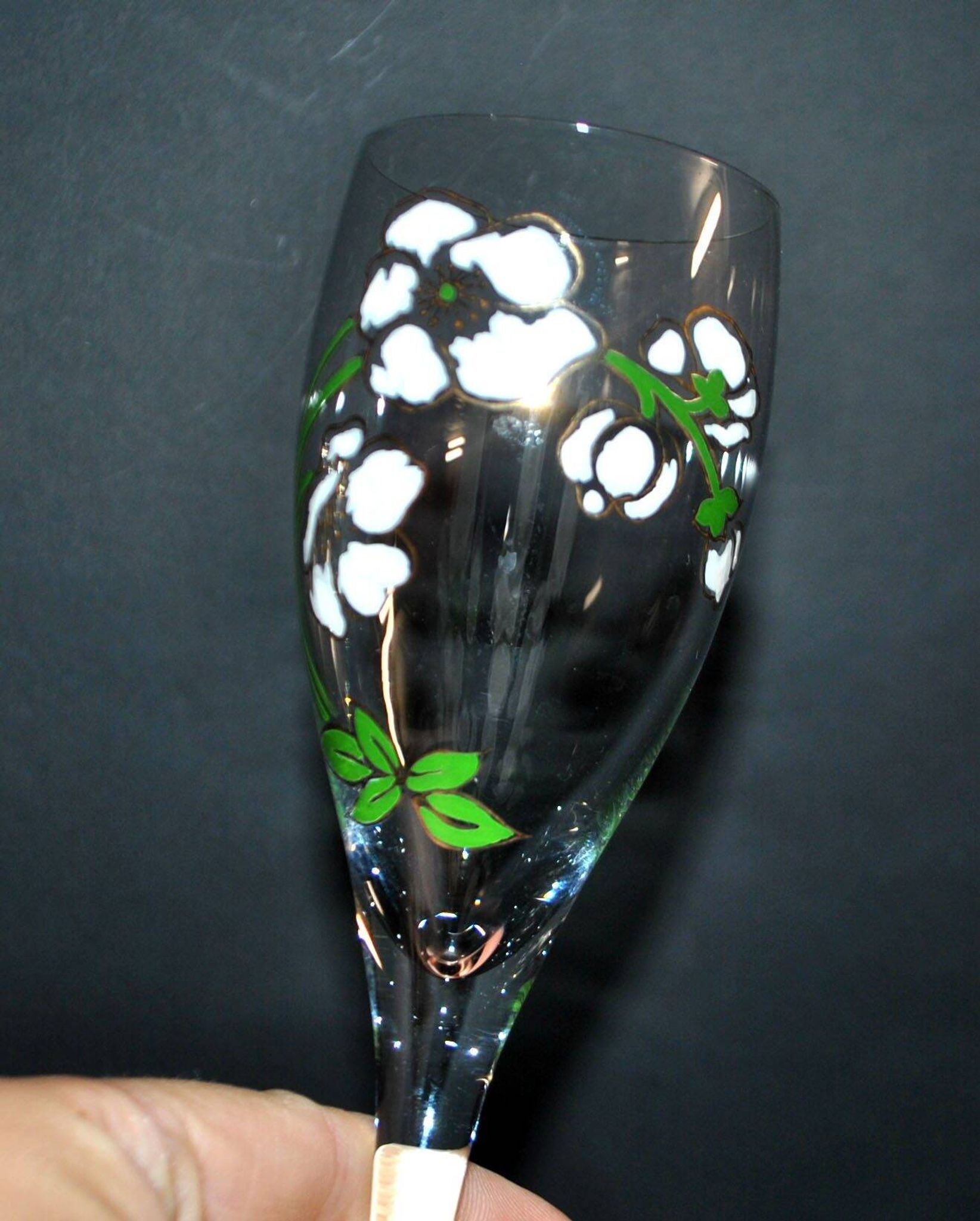 Perrier Jouet set of 6 Anemone Cuvée Belle Epoque champagne flutes in Gallé enamelled crystal