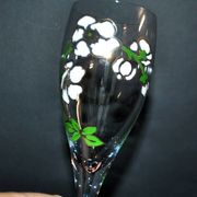 Perrier Jouet set of 6 Anemone Cuvée Belle Epoque champagne flutes in Gallé enamelled crystal
