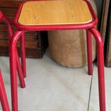 Set of 2 vintage red school stools