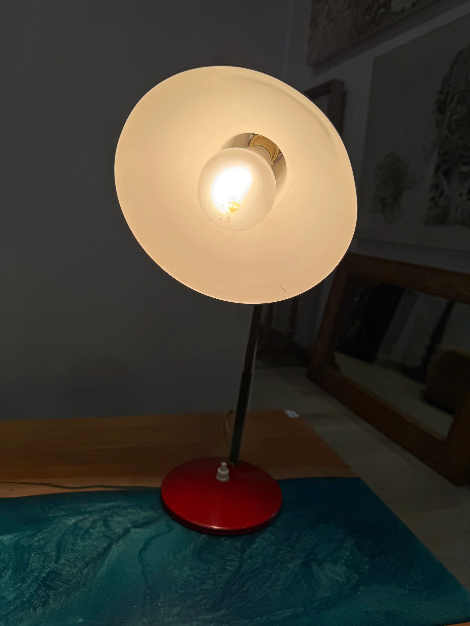 Vintage Aluminor red desk lamp – 1970s design