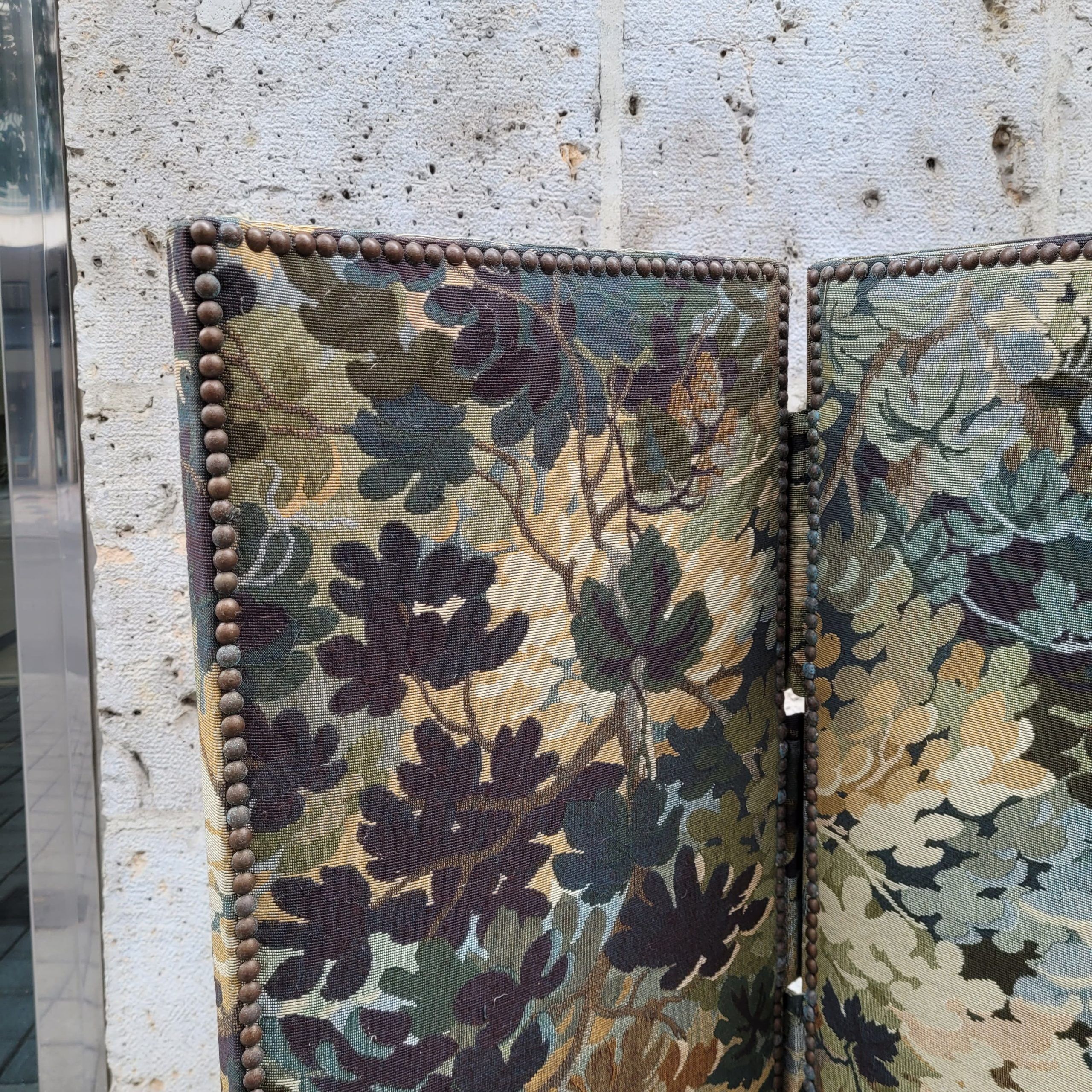 Three-panel screen, upholstered in Verdure style, 1950s – France