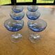 6 champagne glasses in blue glass and vintage transparent base