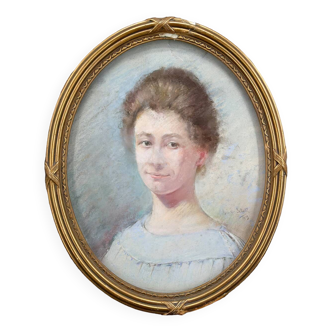 Portrait de jeune fille, Par Céline-Alice Winter-Schahl, Pastel,1919