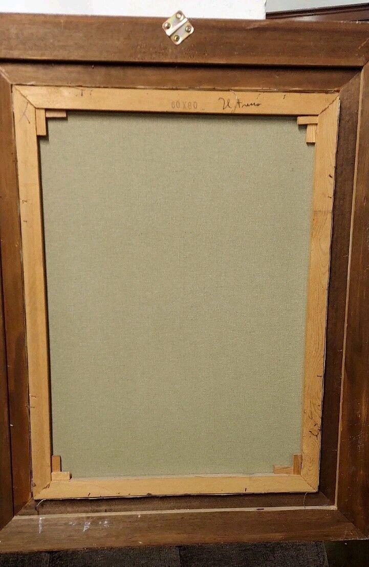 Oil painting on canvas "The Train" Franco Prayer (1924) 80 x 60 cm