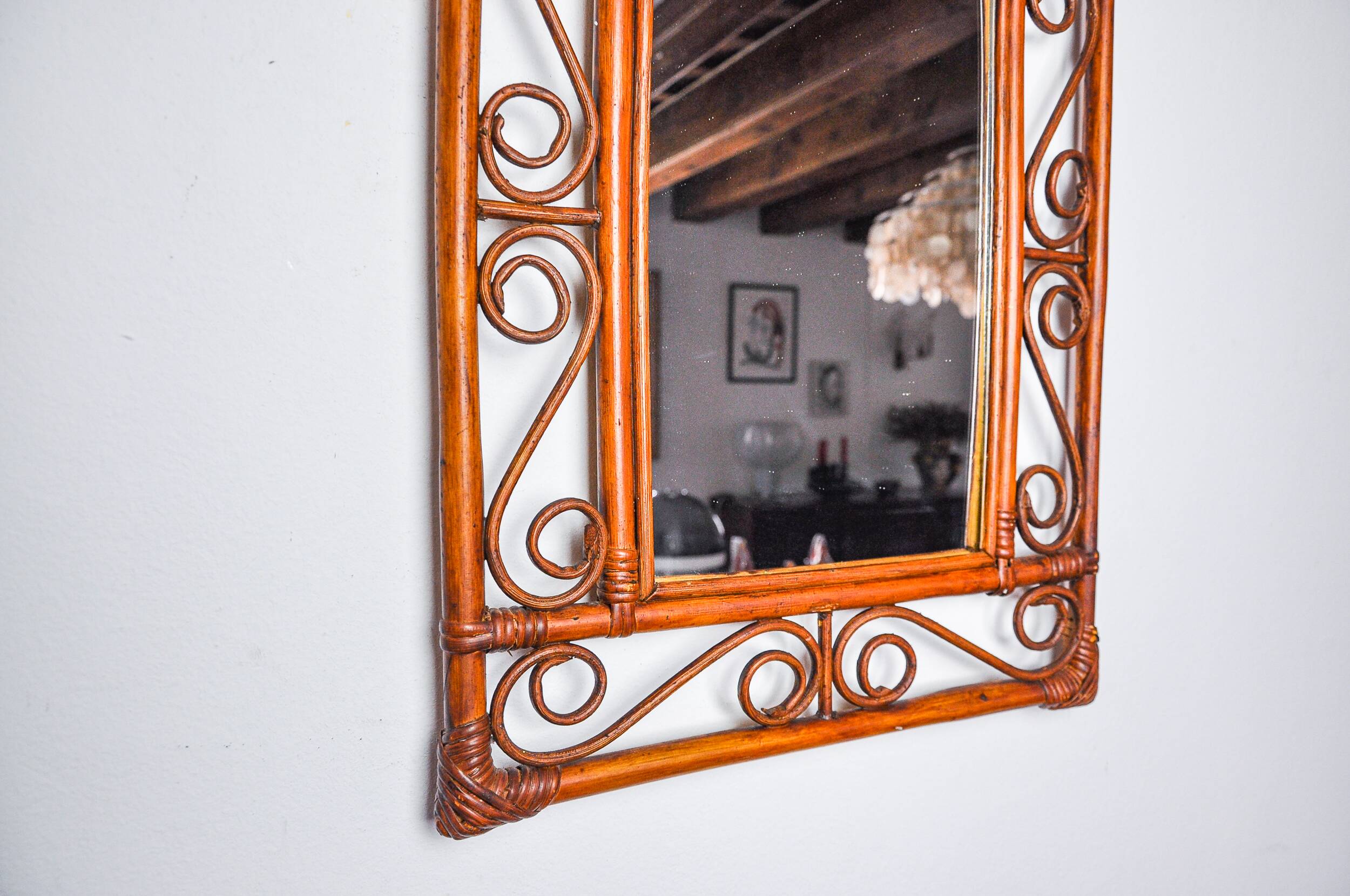 Bamboo mirror by Franco Albini for Bonacina, Italy 1960