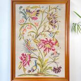 Vintage Floral Canvas Tapestry - Retro Wall Hanging Embroidery