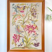 Vintage Floral Canvas Tapestry - Retro Wall Hanging Embroidery