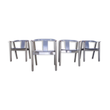 Set of 4 leather chairs and laywood from the 1980s vintage modern