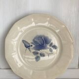 Set of 11 Digoin flat plates, blue rose patterns