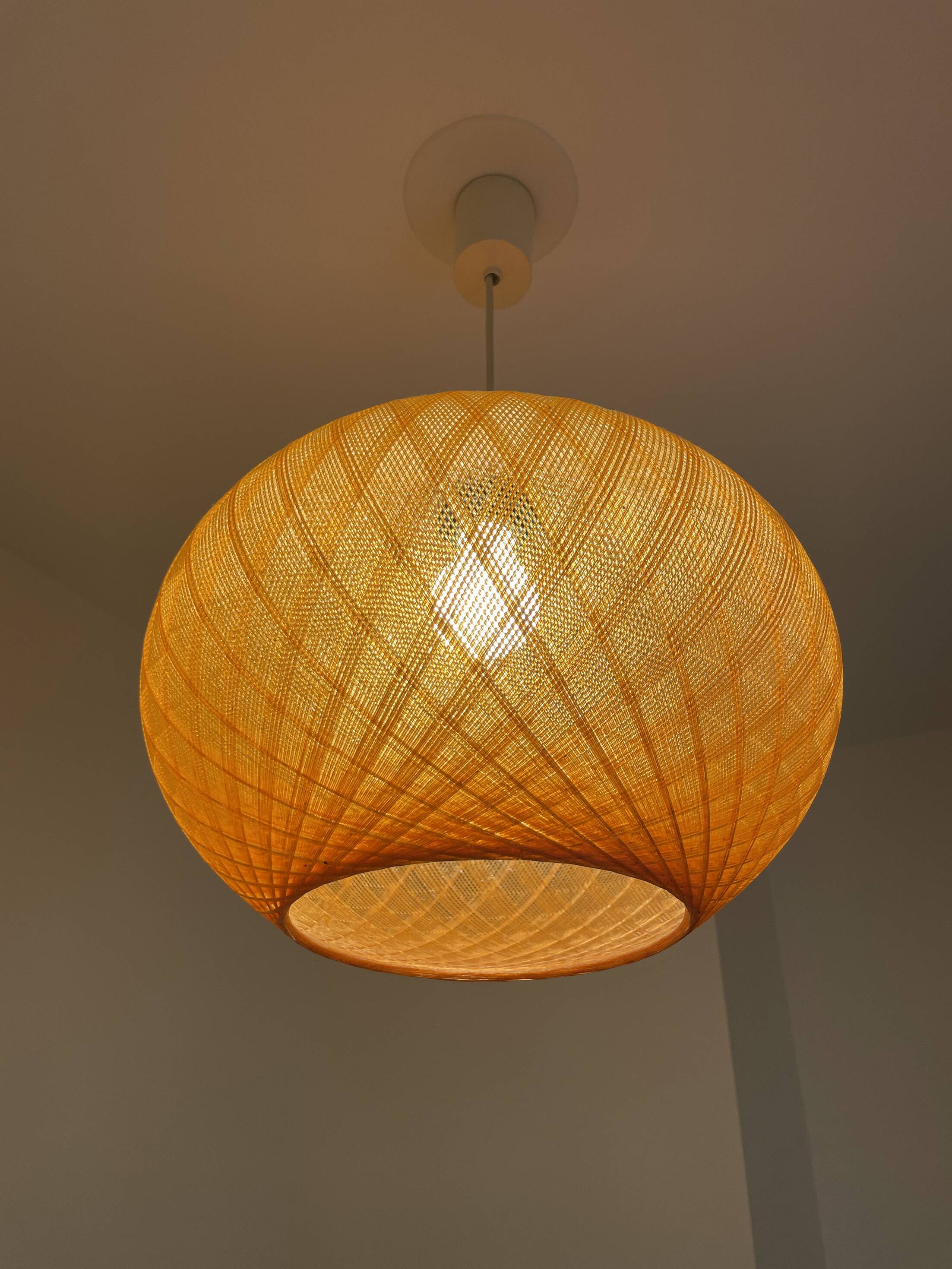 Vintage orange nylon plastic ball pendant from the 70s.