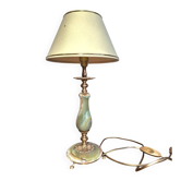 Lampe de table onyx vert & laiton doré griffes acanthe 1960s