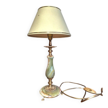 Green onyx table lamp & gilded brass acanthus claws 1960s