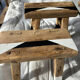 Tabouret chinois orme,  noir et blanc