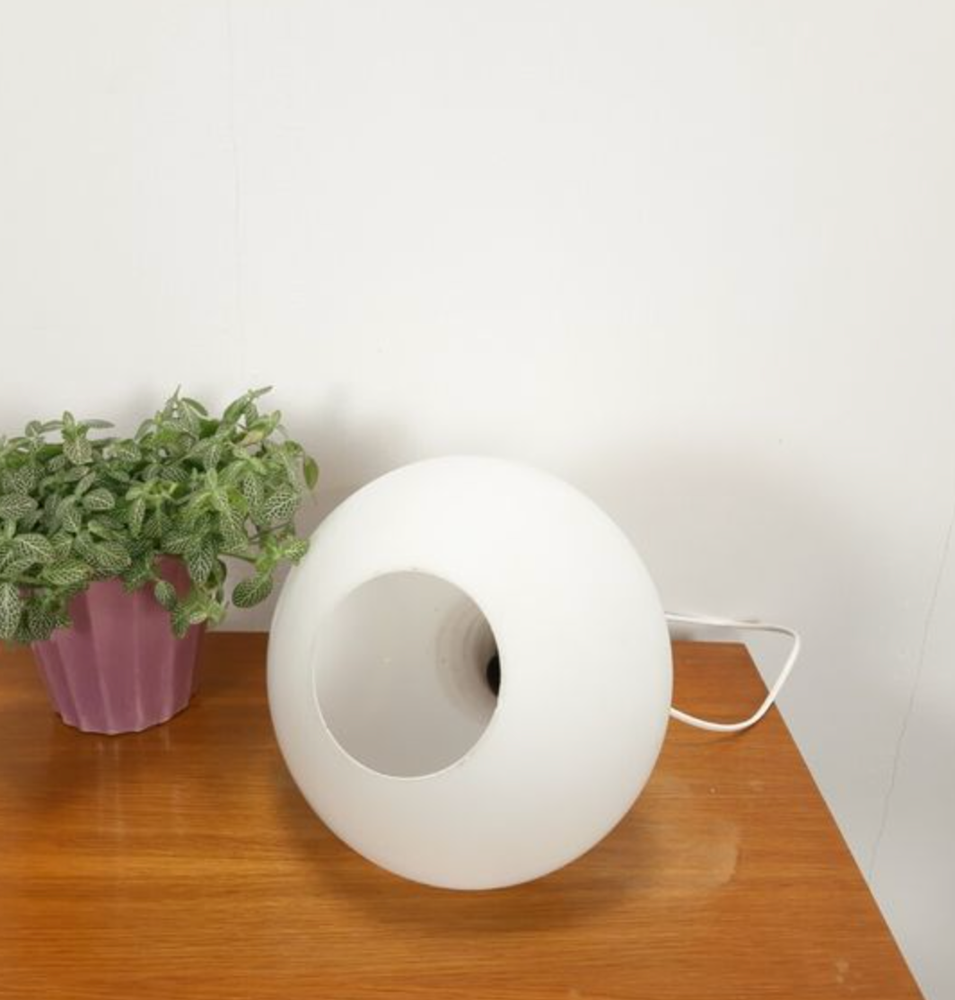 Vintage glass pendant lamp with red orange stripes, Zukov